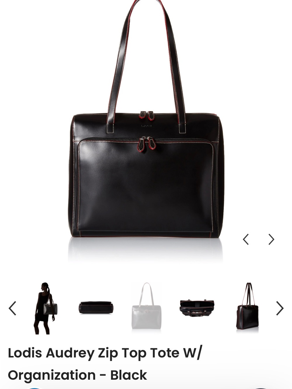 Band new Lodis Audrey Zip Top Tote with Organization - Black